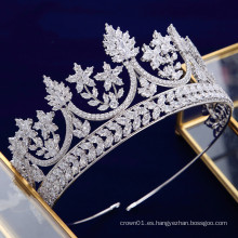 Nuevo diseño de lujo exquisito AAAZircon Cubic Zirconia Queen Crown Nupcial Tiaras de boda